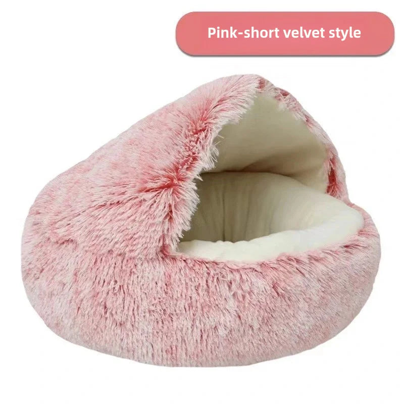 Panier confortable pour chat – Lit semi-fermé en peluche chaude