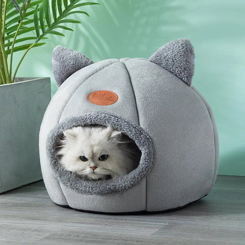 Niche cocon pour chat – Lit douillet en forme de tente pour l’hiver