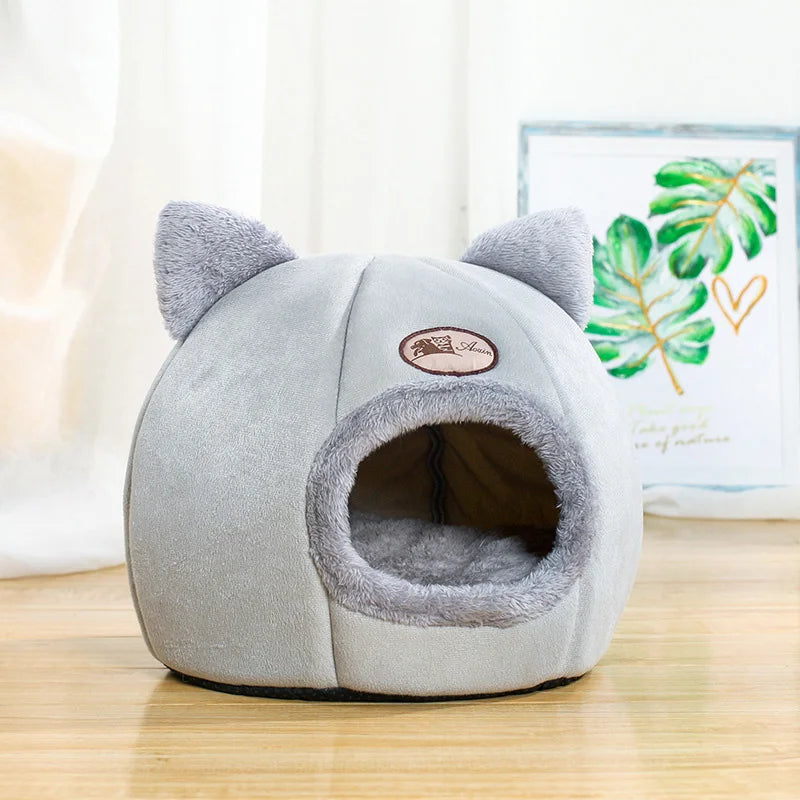 Niche cocon pour chat – Lit douillet en forme de tente pour l’hiver