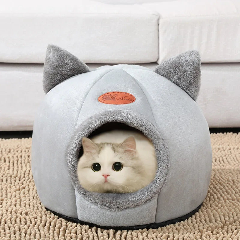 Niche cocon pour chat – Lit douillet en forme de tente pour l’hiver