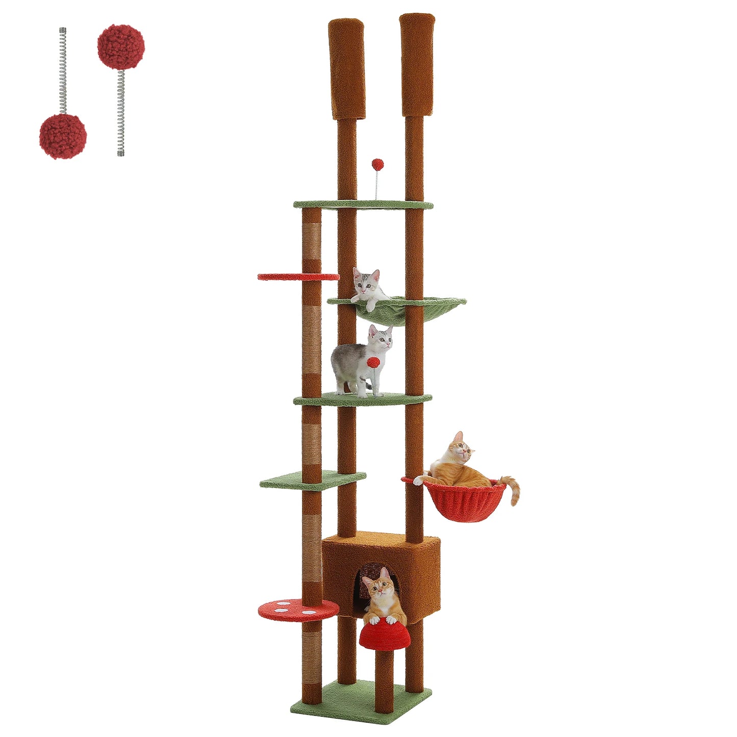 Arbre à chat fixation plafond – Tour avec griffoirs en sisal, condo douillet, hamac et hauteur réglable