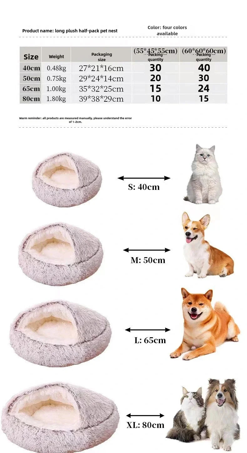 Panier confortable pour chat – Lit semi-fermé en peluche chaude