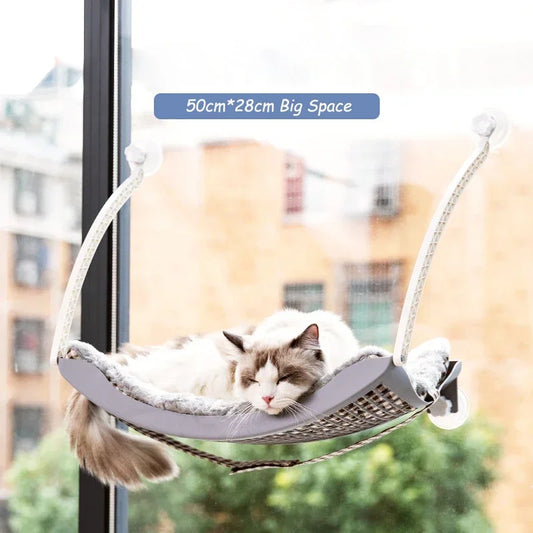 Hamac de fenêtre pour chat – Lit suspendu avec coussin polaire amovible