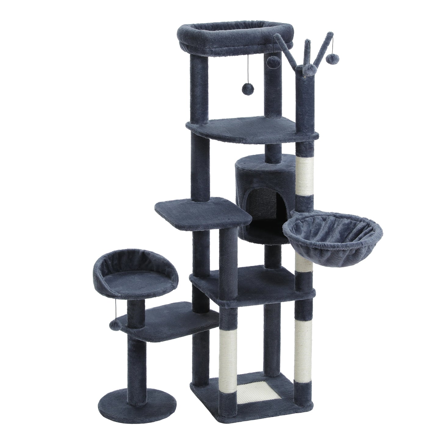 Arbre à chat XXL pour grands félins – Tour haute avec hamac géant, griffoirs en sisal et plateformes robustes