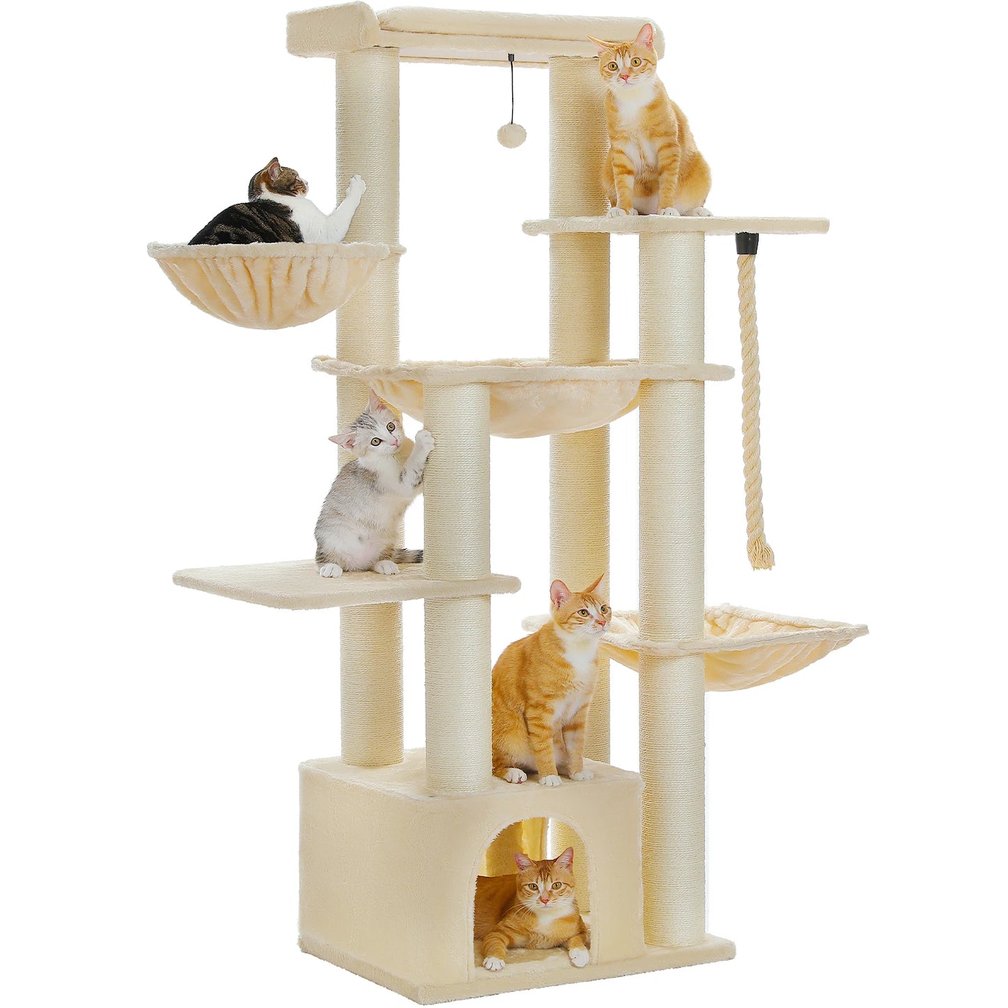 Arbre à chat XXL robuste pour grands chats – Tour avec maison, hamac, griffoirs en sisal et perchoirs multiples