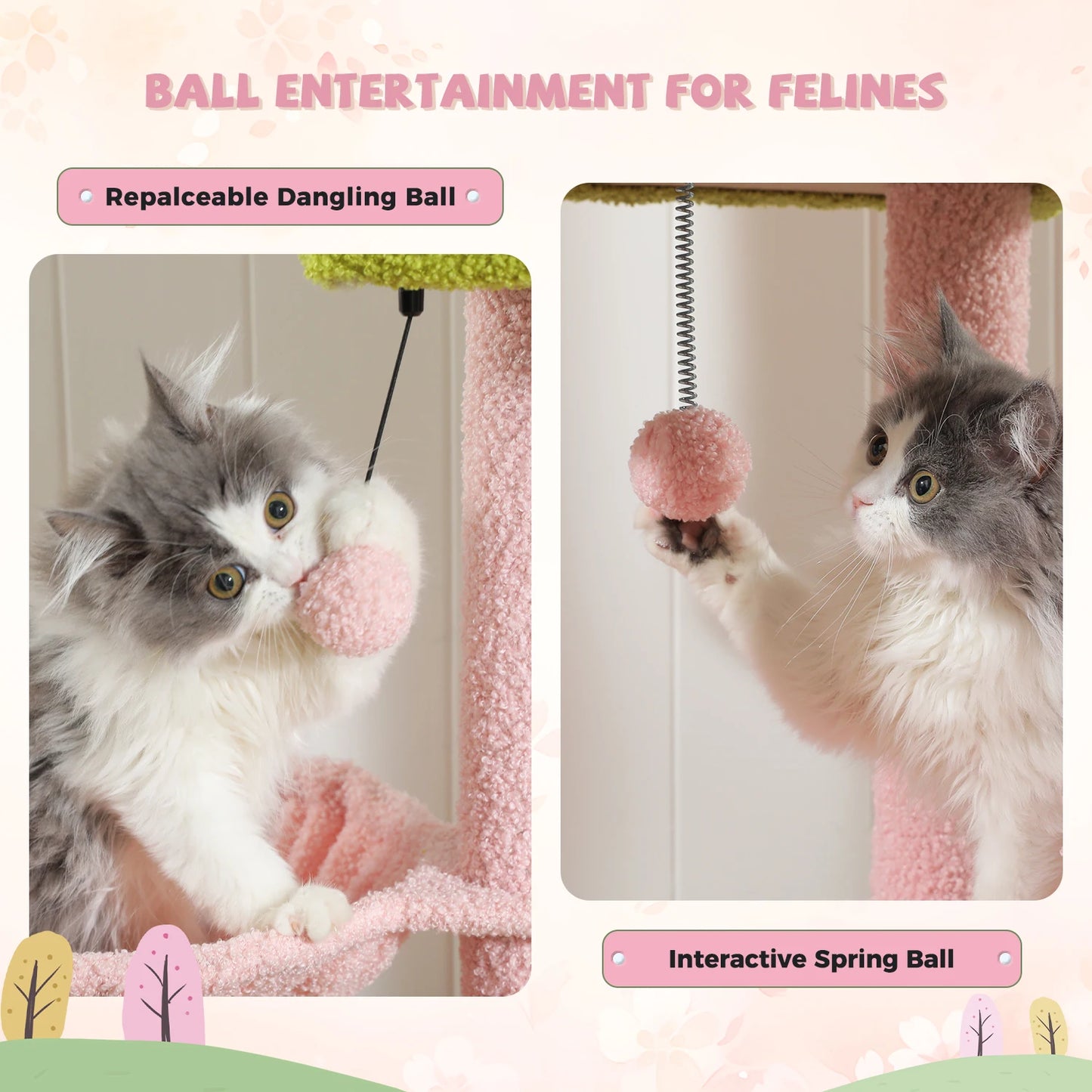Arbre à chat fixation plafond – Tour avec griffoirs en sisal, condo douillet, hamac et hauteur réglable