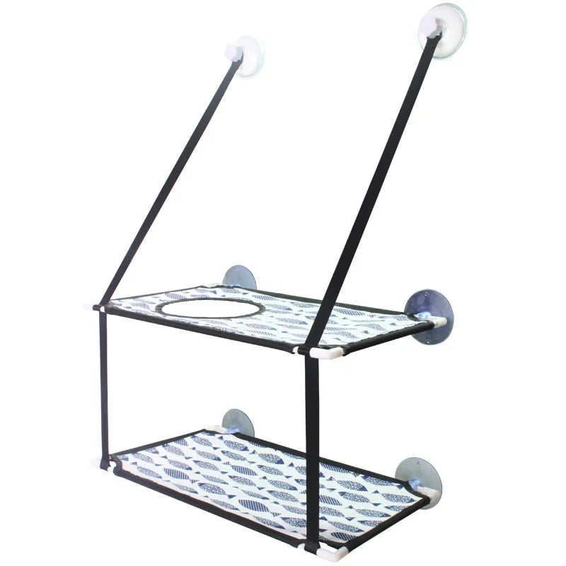 Hamac de fenêtre double pour chat – Lit suspendu avec ventouses solides