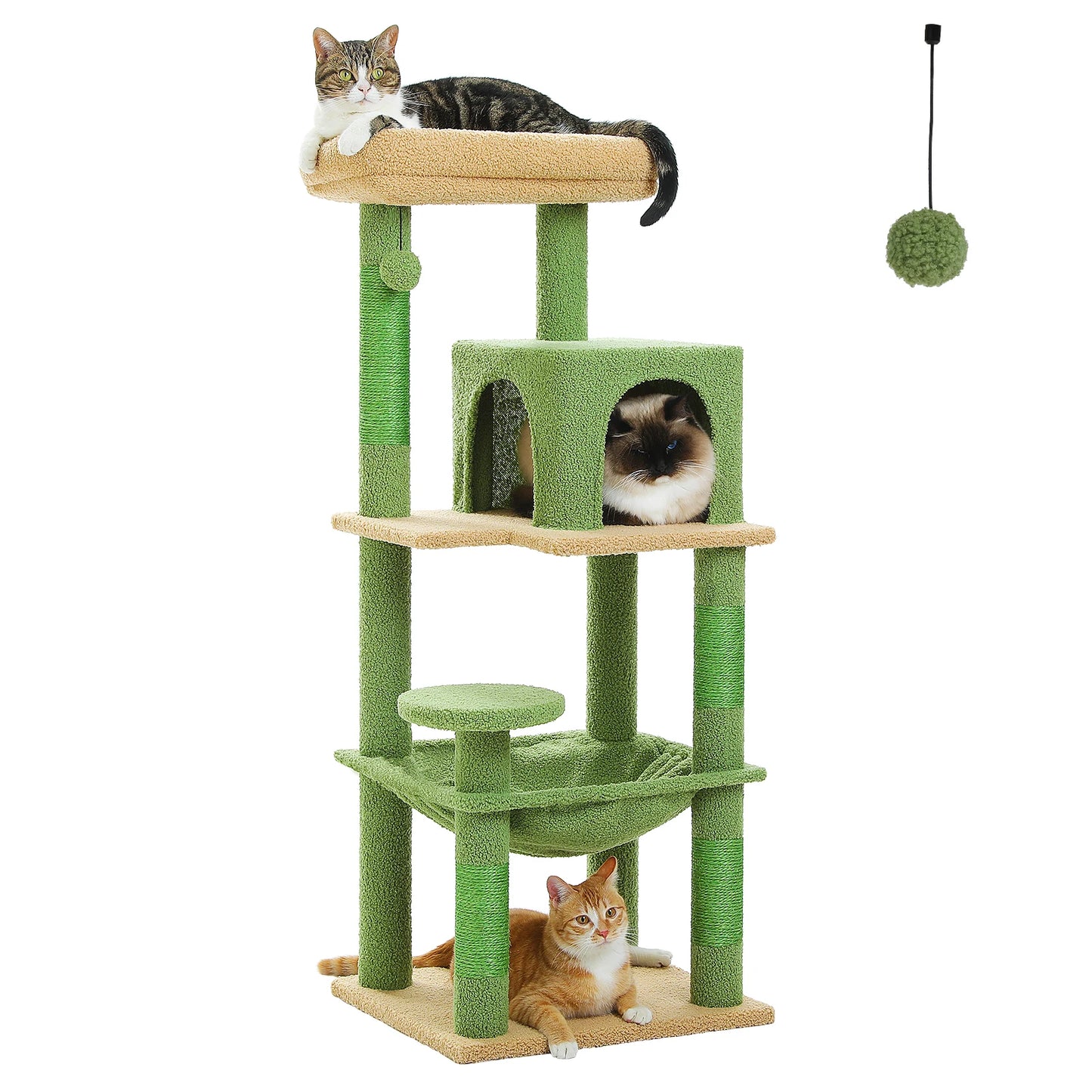 Arbre à chat 5 niveaux pour grands félins – Tour robuste avec cadre en métal, hamac XXL, condo spacieux et grand perchoir supérieur