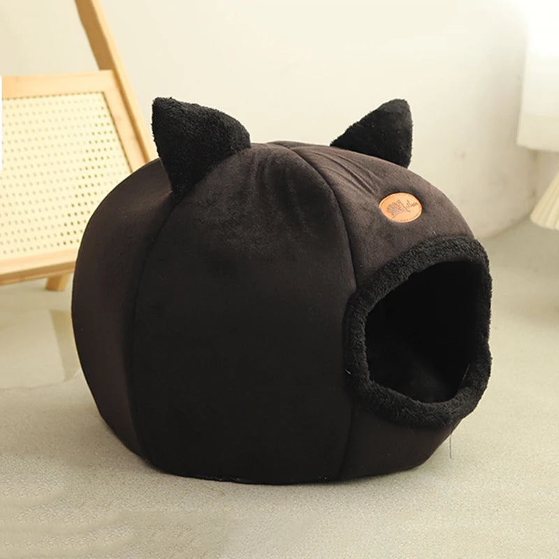 Niche cocon pour chat – Lit douillet en forme de tente pour l’hiver