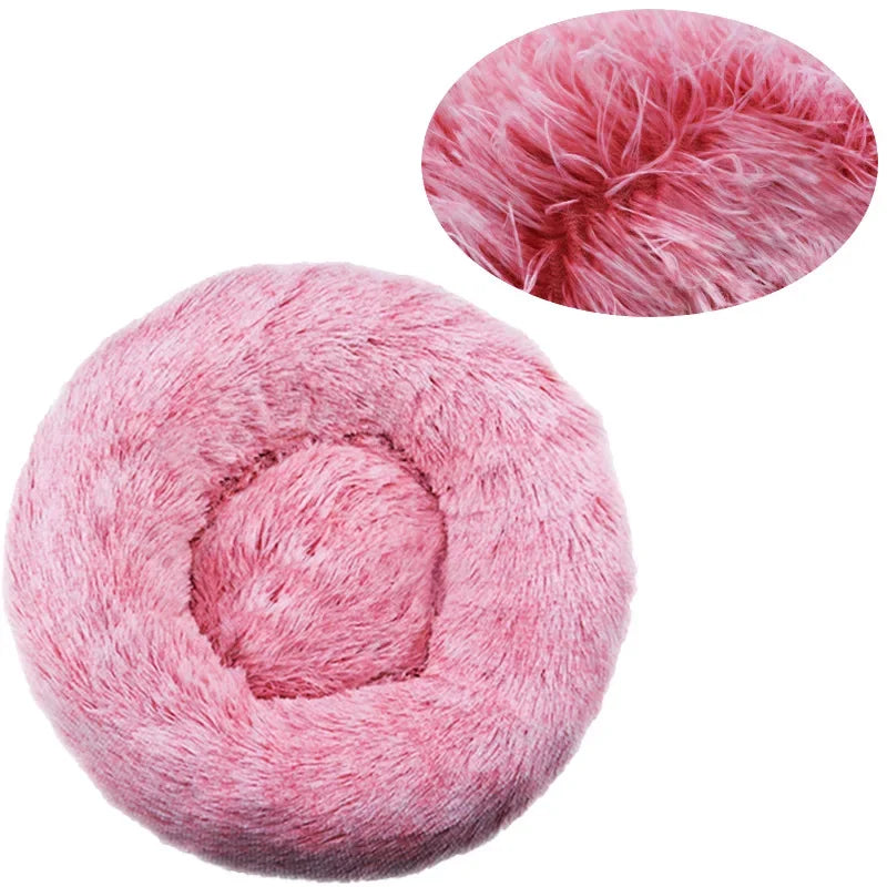 Panier rond pour chat 40–90 cm – Coussin doux en peluche longue et chaud pour l’hiver