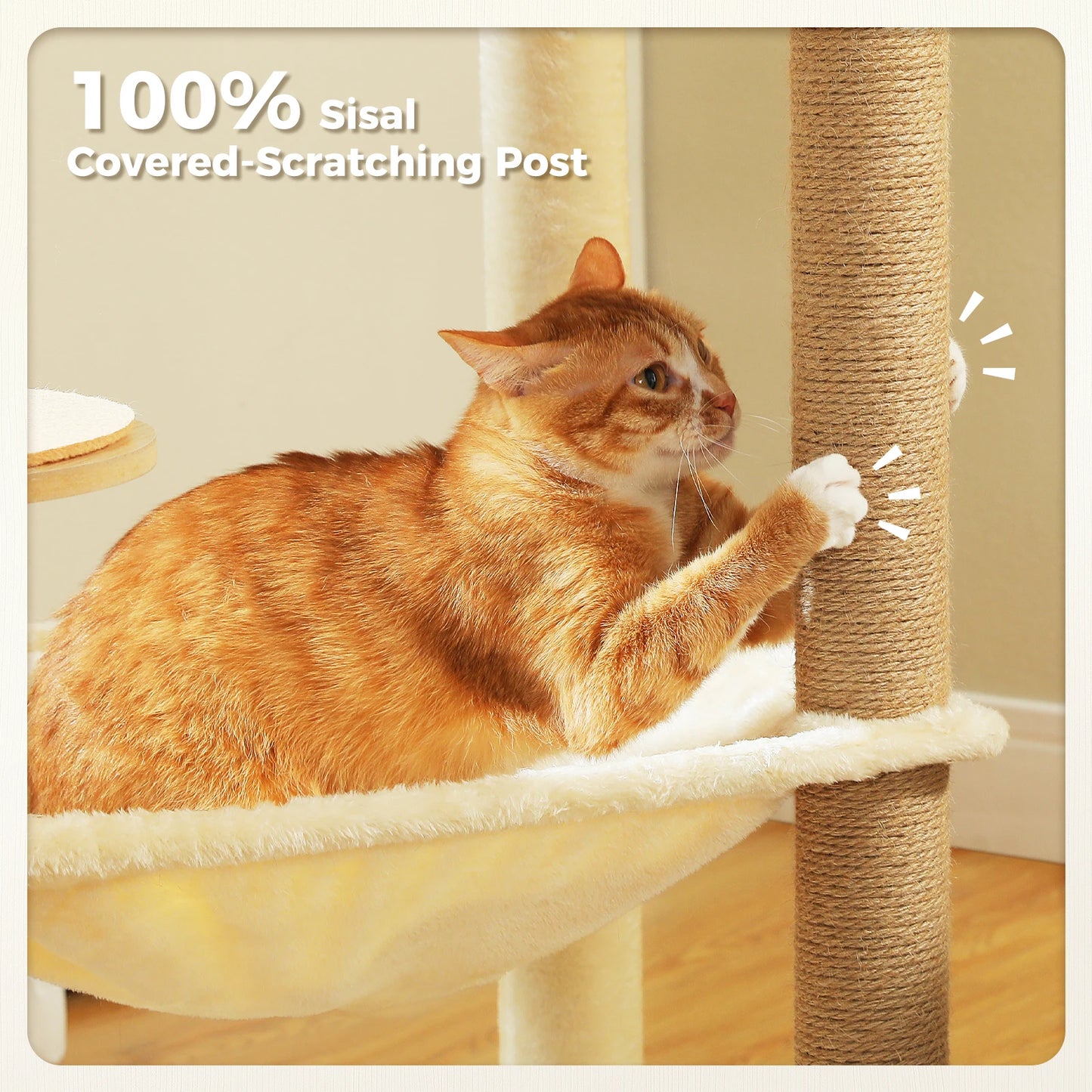 Arbre à chat en bois avec hamac et griffoirs sisal pour grands chats