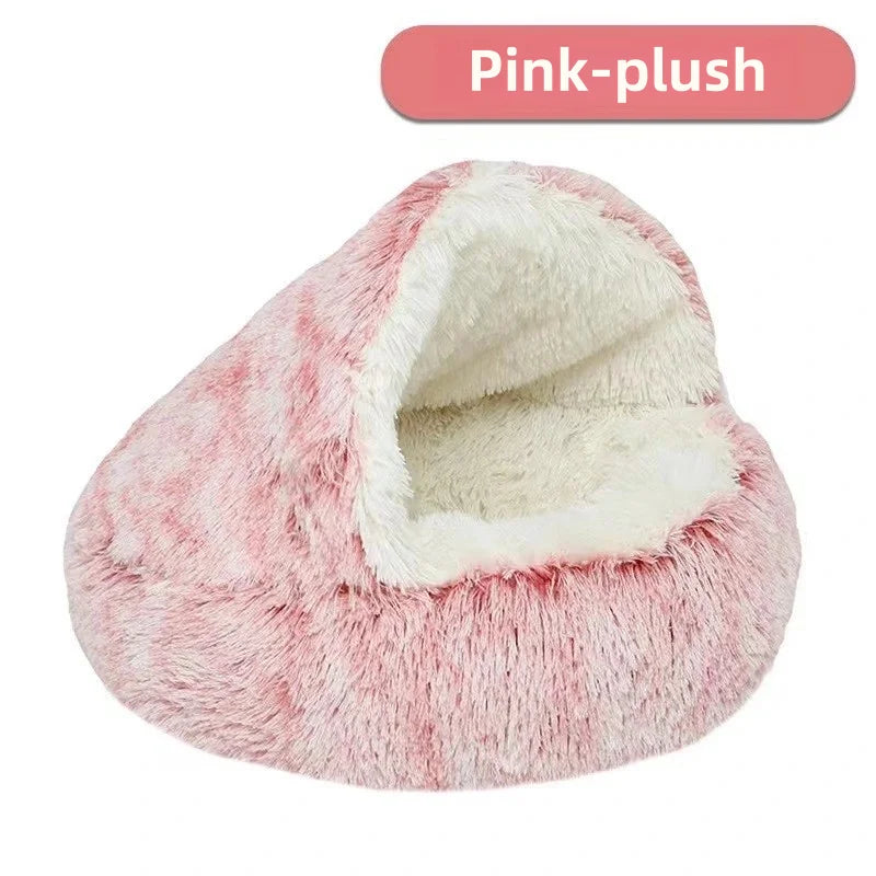 Panier confortable pour chat – Lit semi-fermé en peluche chaude