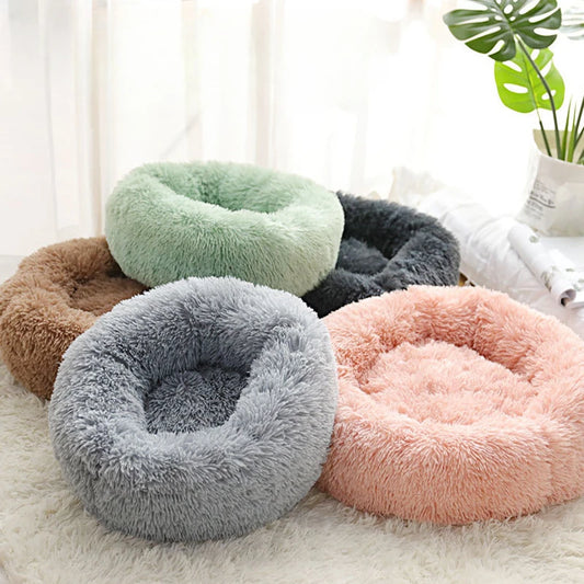 Coussin Rond Douillet pour Chat – Hiver, Déhoussable et Lavable