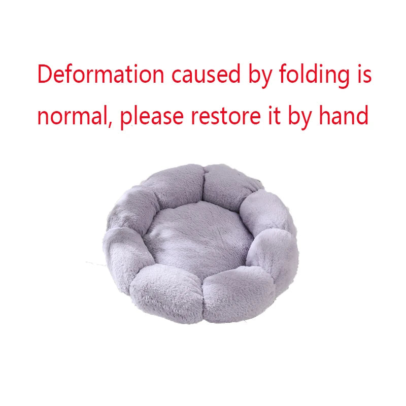 Coussin en forme de fleur pour chat – Lit douillet et chaud pour l’hiver