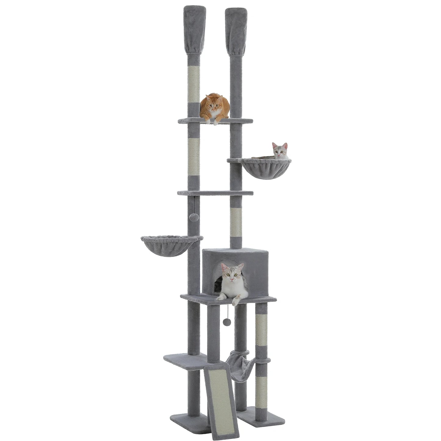 Arbre à chat fixation plafond – Tour avec griffoirs en sisal, condo douillet, hamac et hauteur réglable
