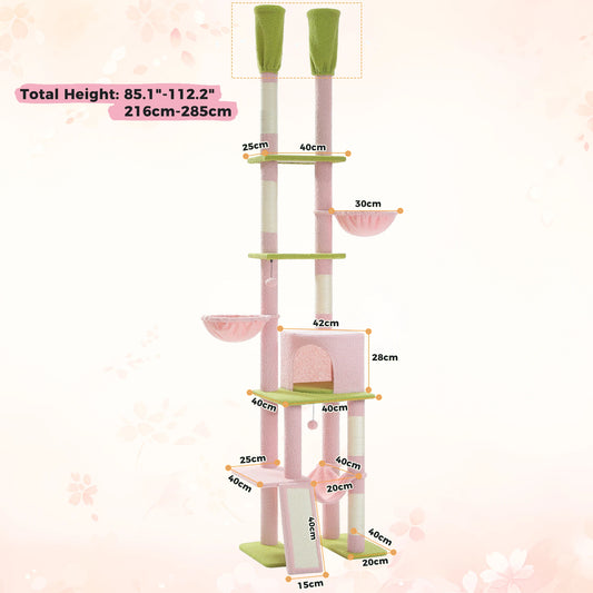 Arbre à chat fixation plafond – Tour avec griffoirs en sisal, condo douillet, hamac et hauteur réglable