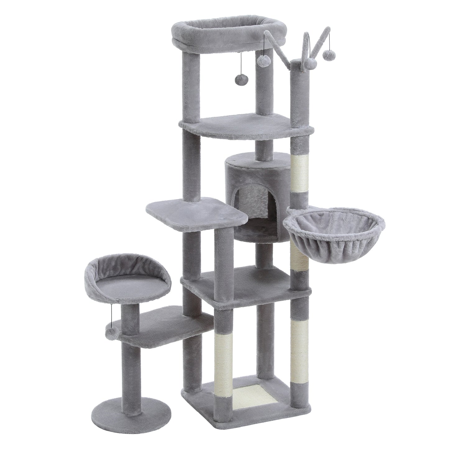 Arbre à chat XXL pour grands félins – Tour haute avec hamac géant, griffoirs en sisal et plateformes robustes