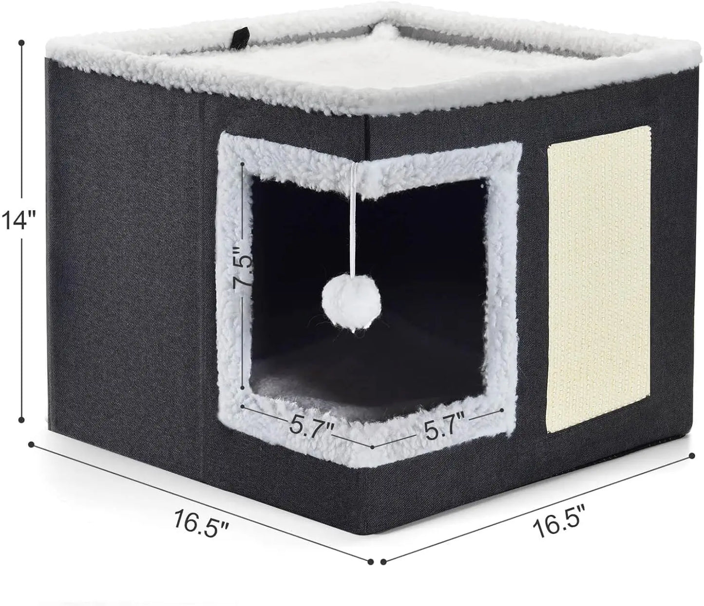 Maison pour chat d’intérieur – Niche pliable avec griffoir et coussin réversible