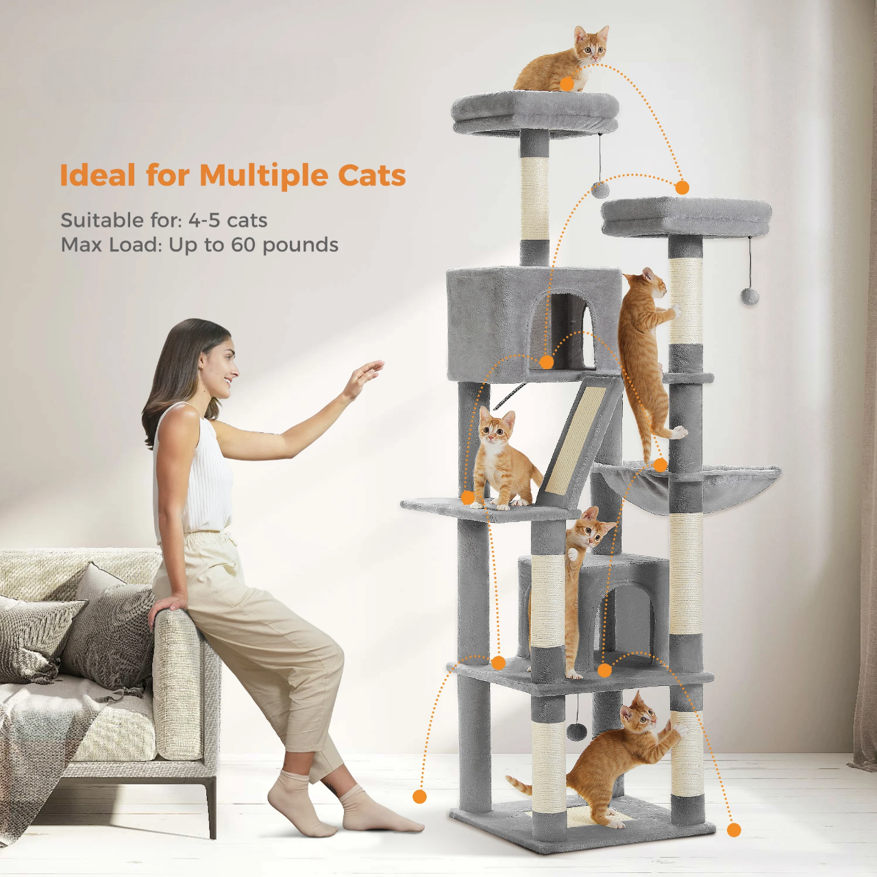 Grand Arbre à Chat d’Intérieur Multi-Niveaux