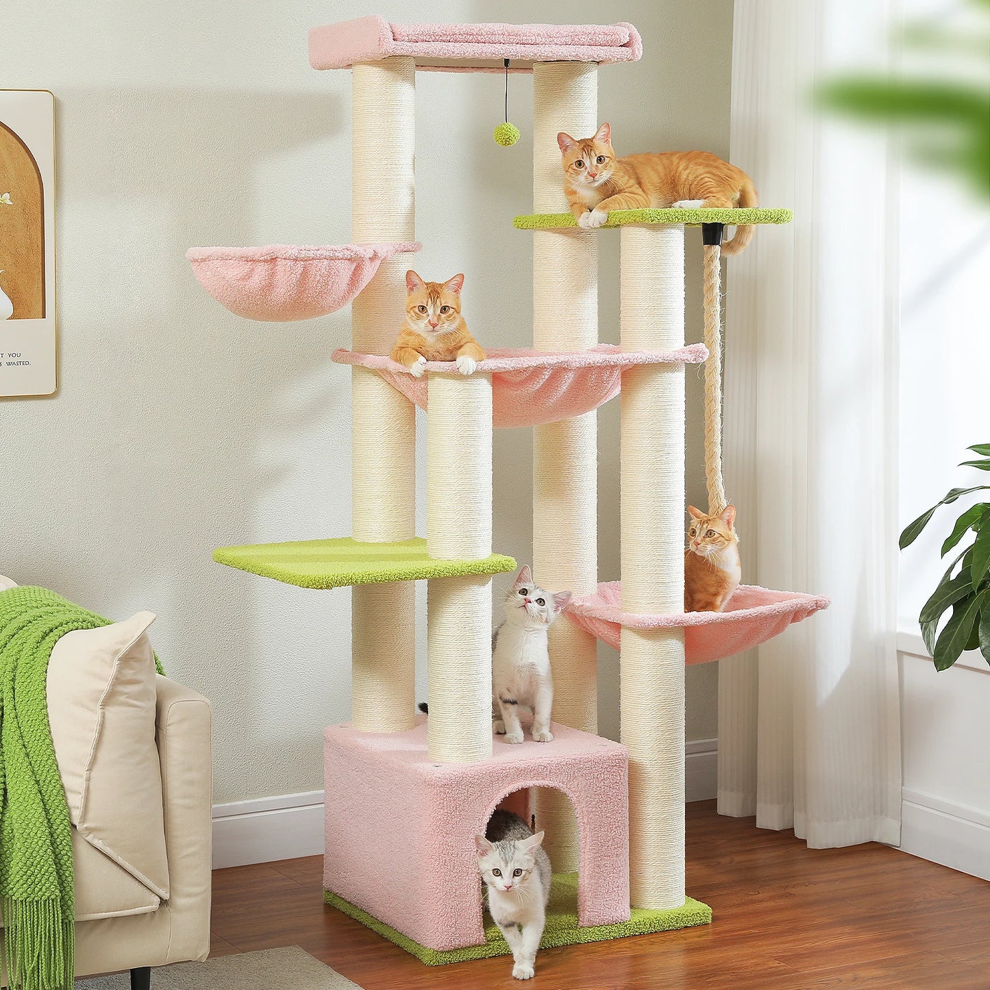 Arbre à chat XXL robuste pour grands chats – Tour avec maison, hamac, griffoirs en sisal et perchoirs multiples