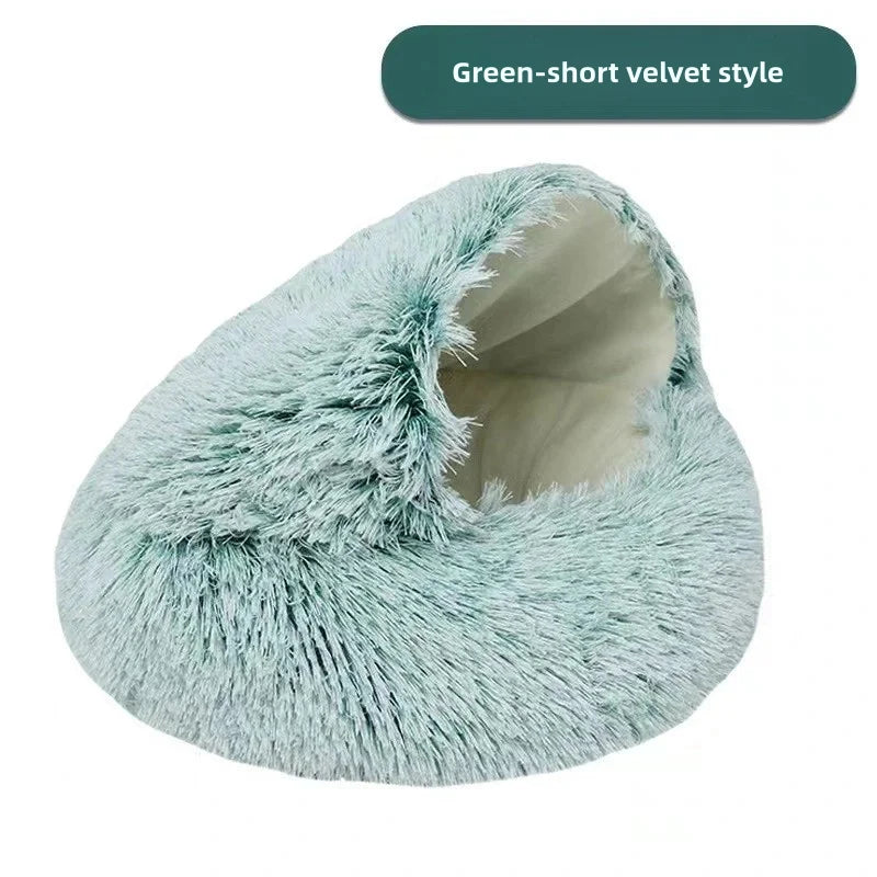 Panier confortable pour chat – Lit semi-fermé en peluche chaude