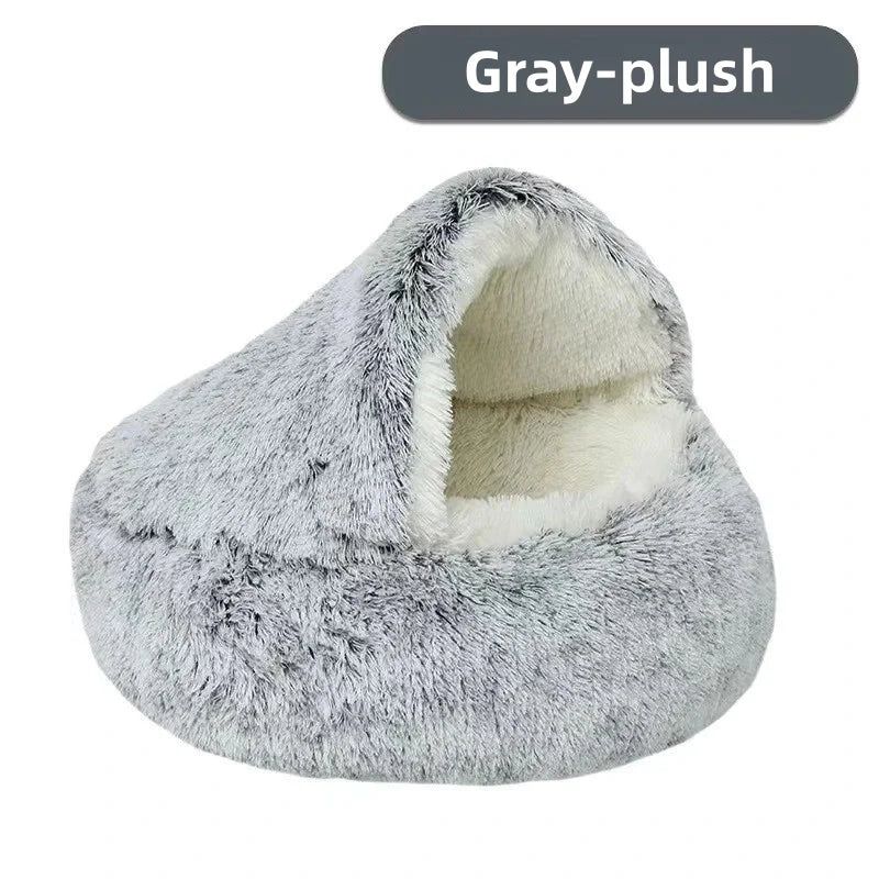 Panier confortable pour chat – Lit semi-fermé en peluche chaude