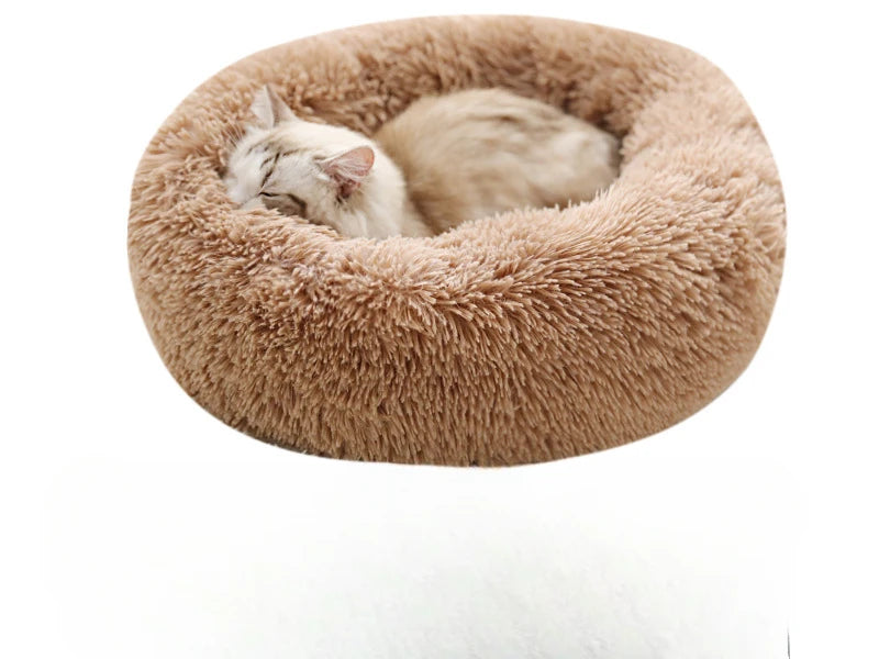 Coussin Rond Douillet pour Chat – Hiver, Déhoussable et Lavable