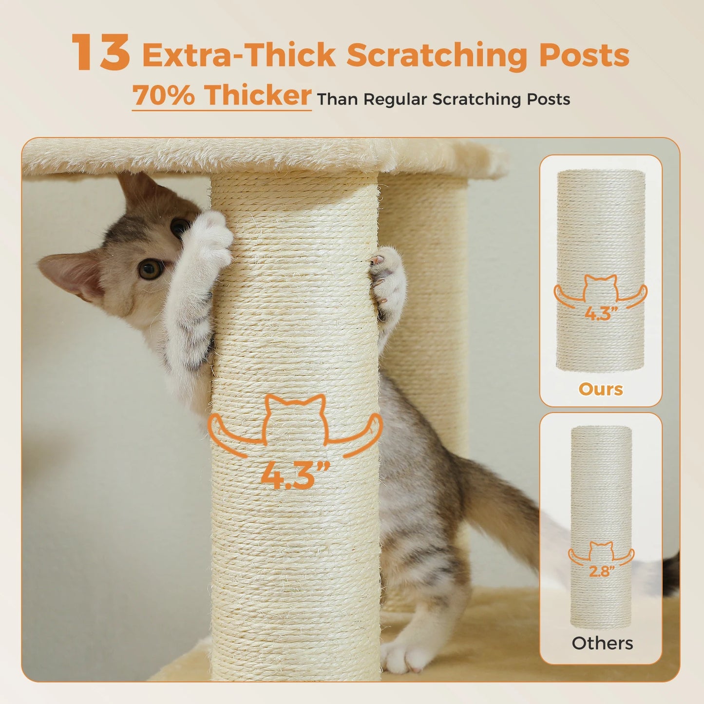 Arbre à chat XXL robuste pour grands chats – Tour avec maison, hamac, griffoirs en sisal et perchoirs multiples