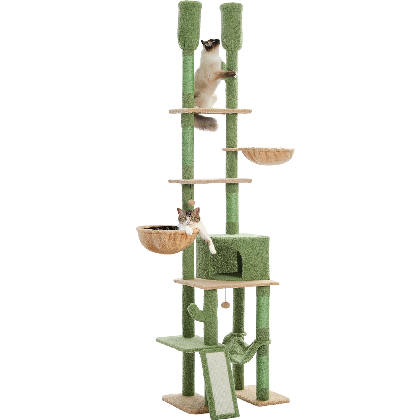 Arbre à chat fixation plafond – Tour avec griffoirs en sisal, condo douillet, hamac et hauteur réglable