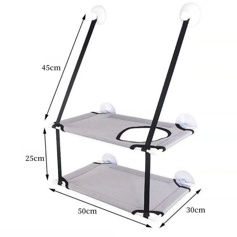 Hamac de fenêtre double pour chat – Lit suspendu avec ventouses solides