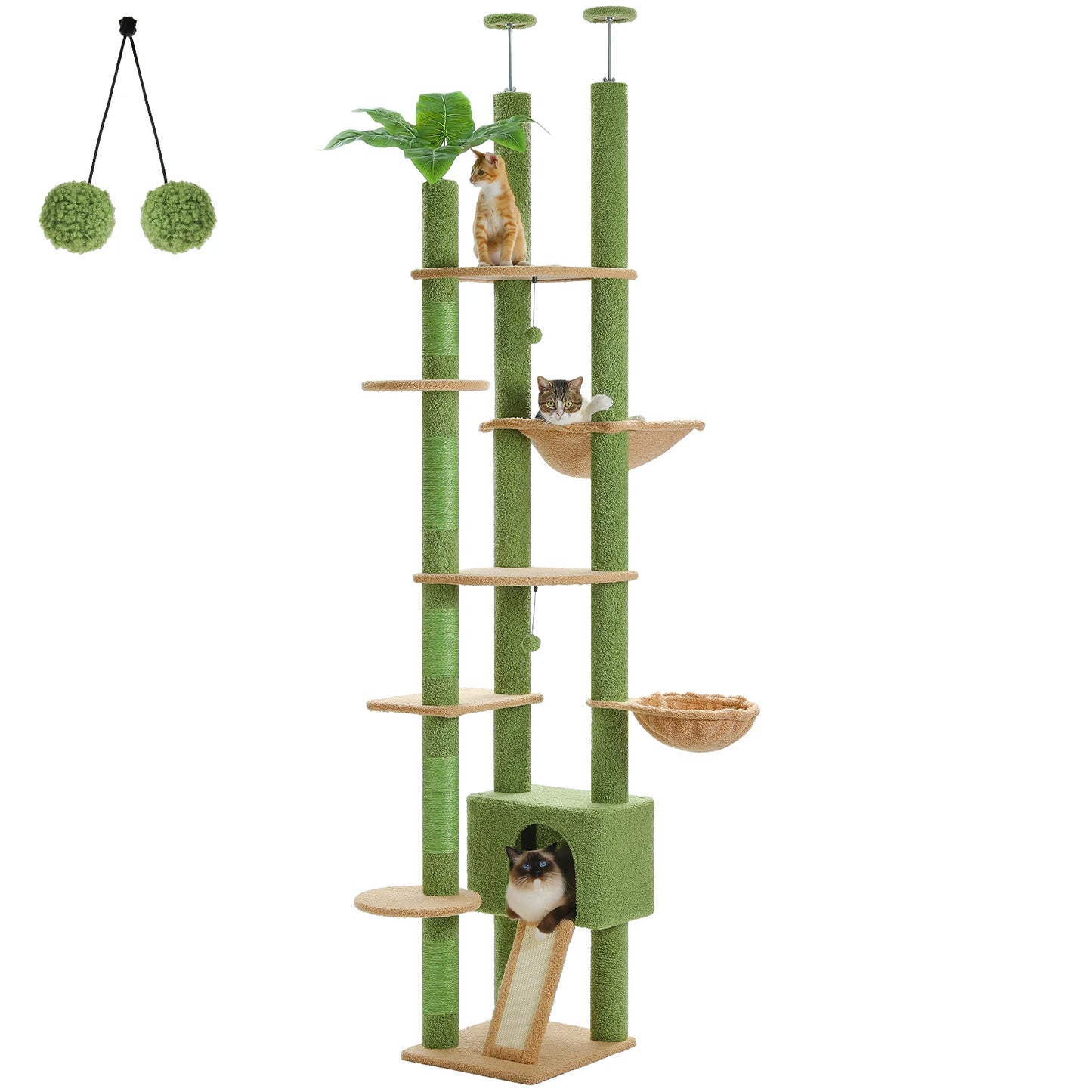Arbre à chat fixation plafond – Tour avec griffoirs en sisal, condo douillet, hamac et hauteur réglable