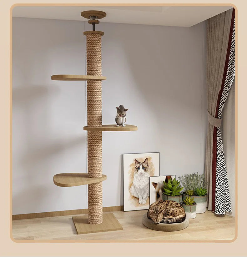 Arbre à chat XXL réglable du sol au plafond avec hamac et griffoir