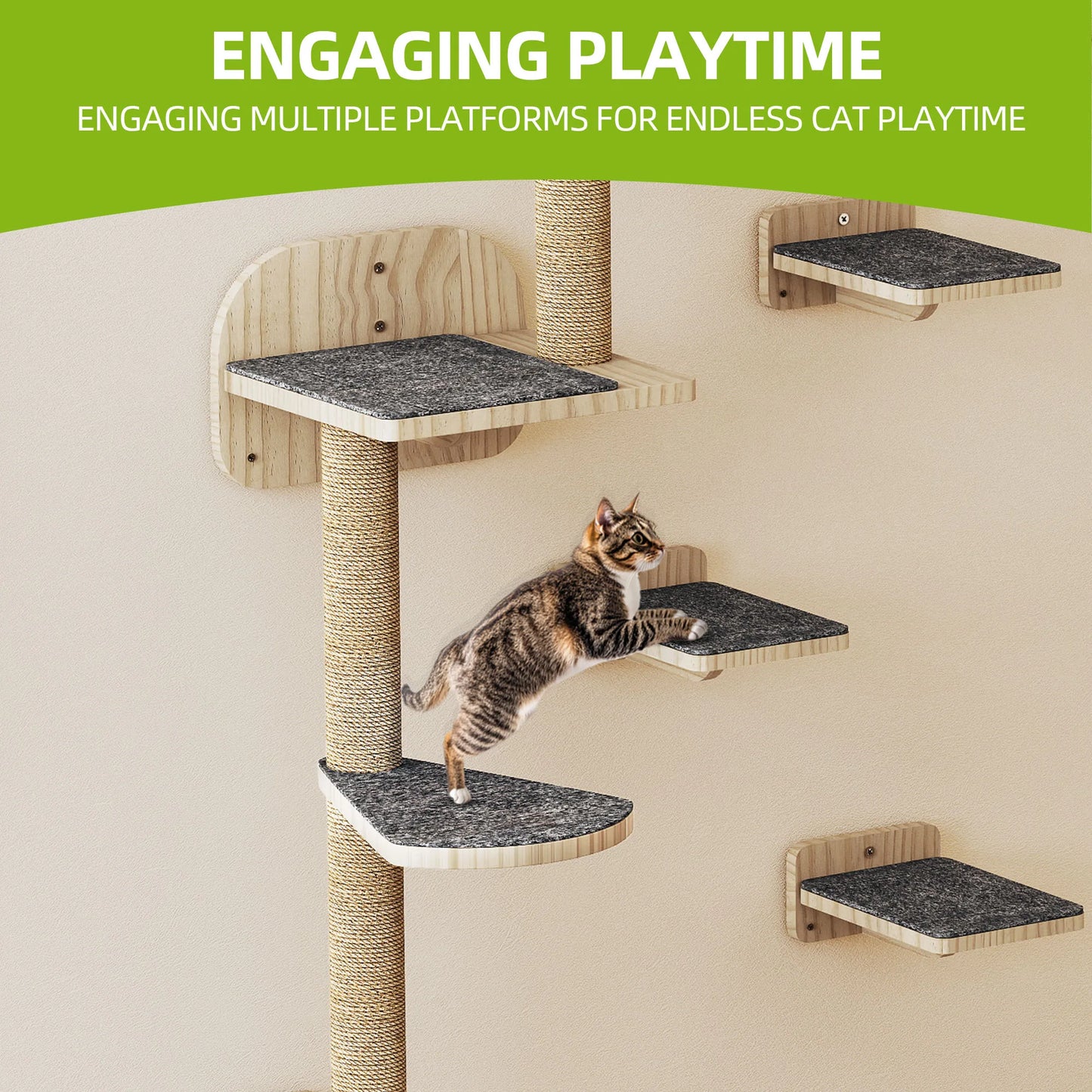 Griffoirs Muraux en Bois 7 pièces – Ensemble mural design pour chats