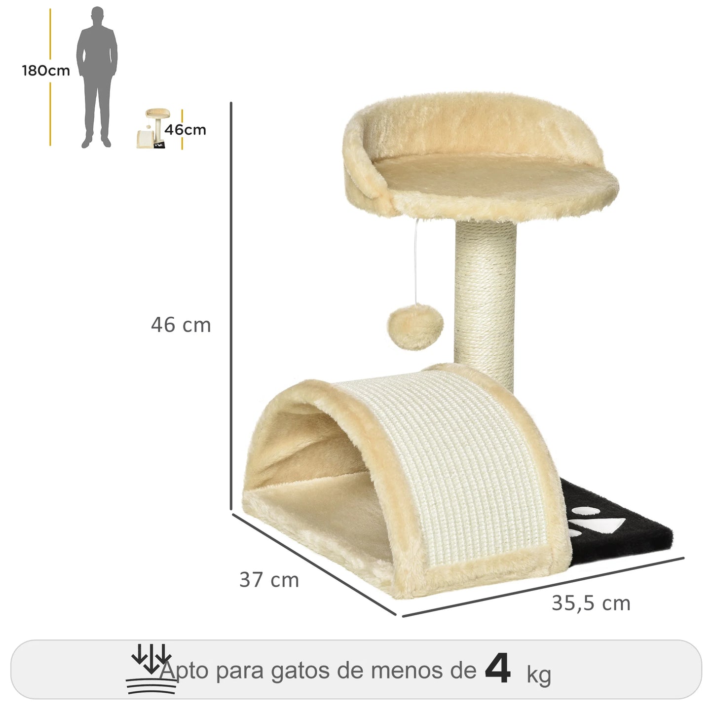 Petit arbre à chat griffoir 2 niveaux en bois