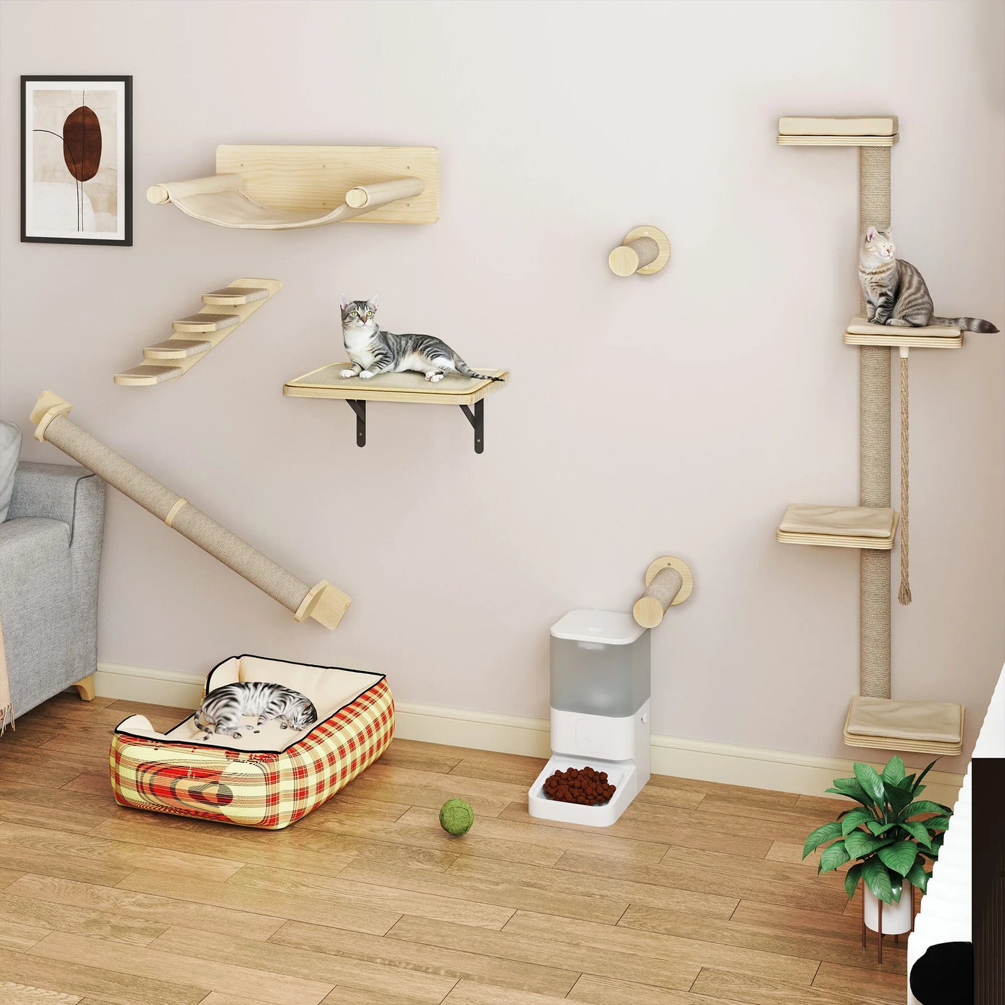Griffoirs Mural Balconera Bois – Mur d’Escalade 7 Éléments Chat