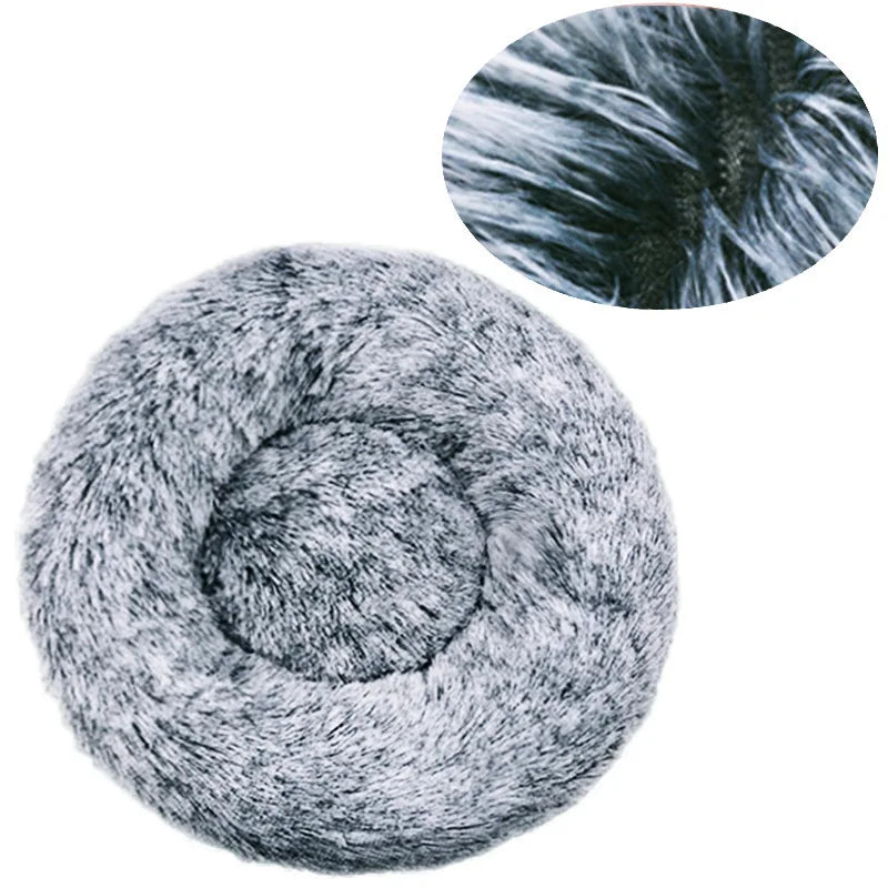 Panier rond pour chat 40–90 cm – Coussin doux en peluche longue et chaud pour l’hiver