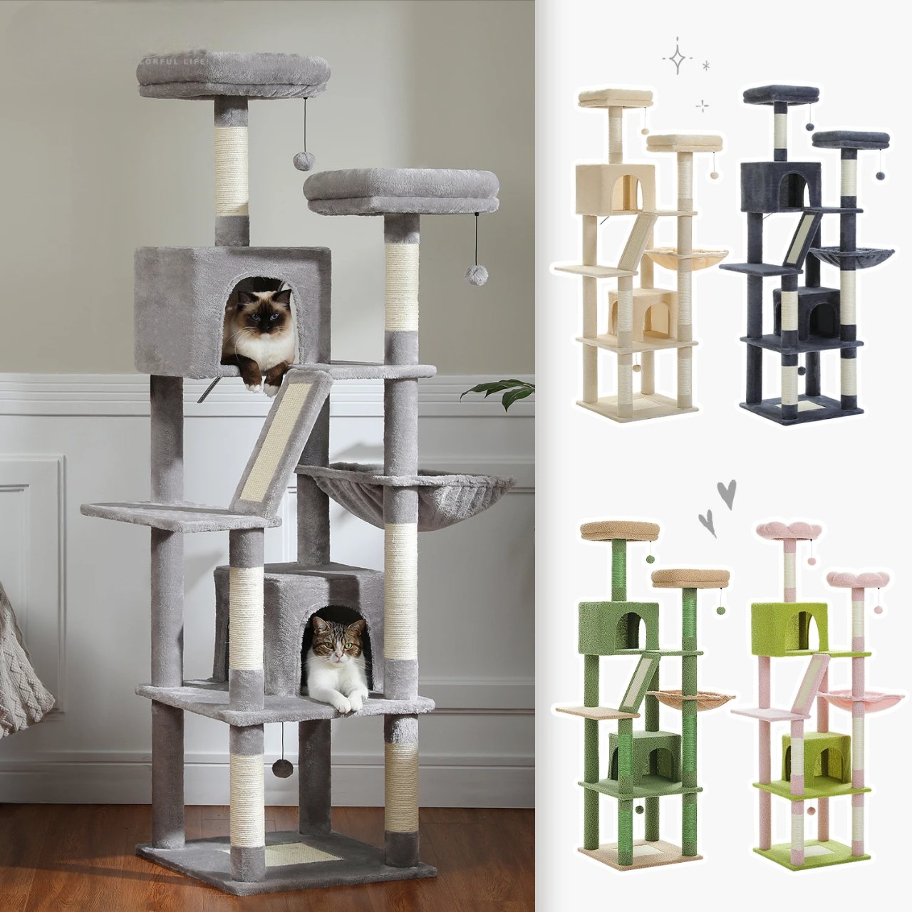 Grand Arbre à Chat d’Intérieur Multi-Niveaux