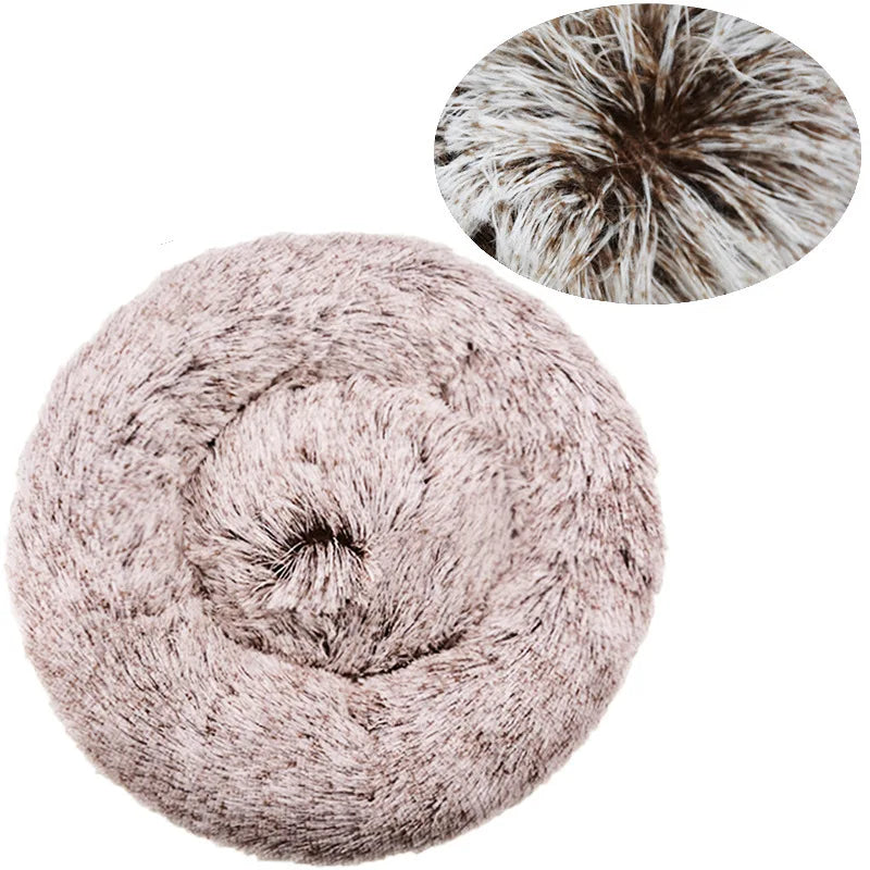 Panier rond pour chat 40–90 cm – Coussin doux en peluche longue et chaud pour l’hiver