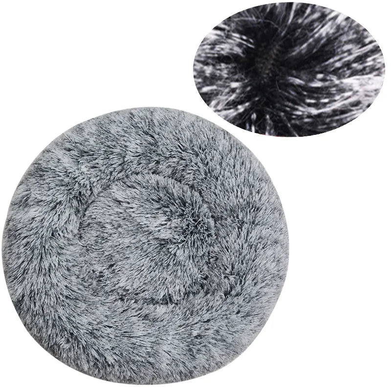 Panier rond pour chat 40–90 cm – Coussin doux en peluche longue et chaud pour l’hiver