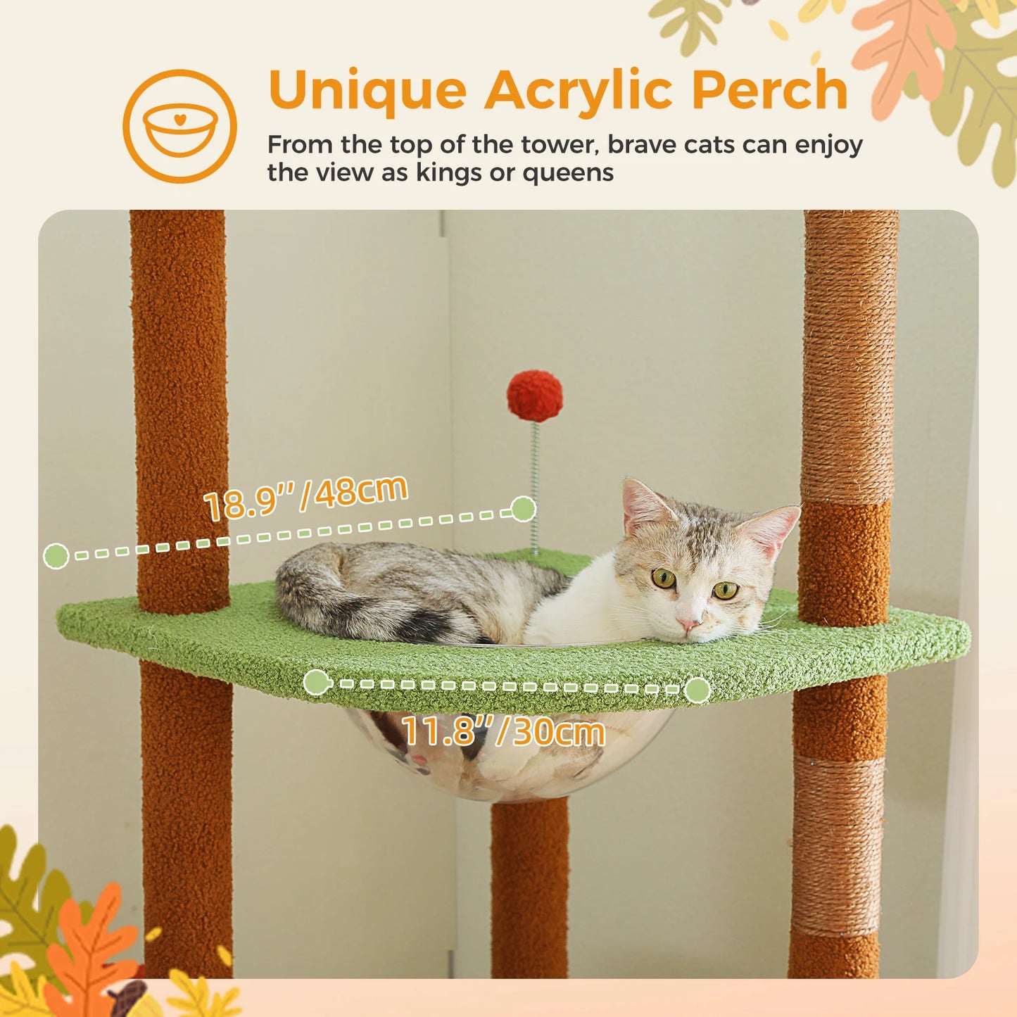 Arbre à chat fixation plafond – Tour avec griffoirs en sisal, condo douillet, hamac et hauteur réglable