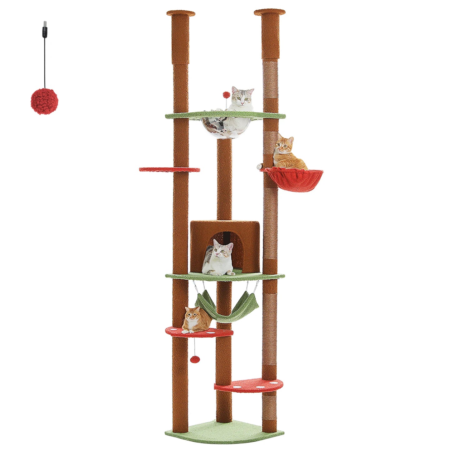 Arbre à chat fixation plafond – Tour avec griffoirs en sisal, condo douillet, hamac et hauteur réglable