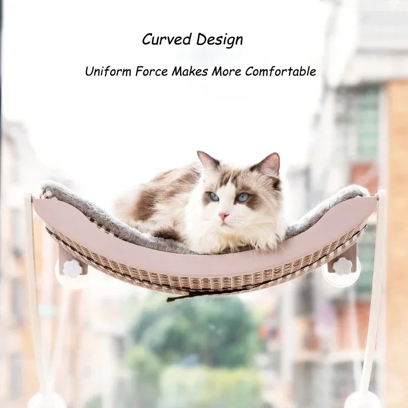 Hamac de fenêtre pour chat – Lit suspendu avec coussin polaire amovible