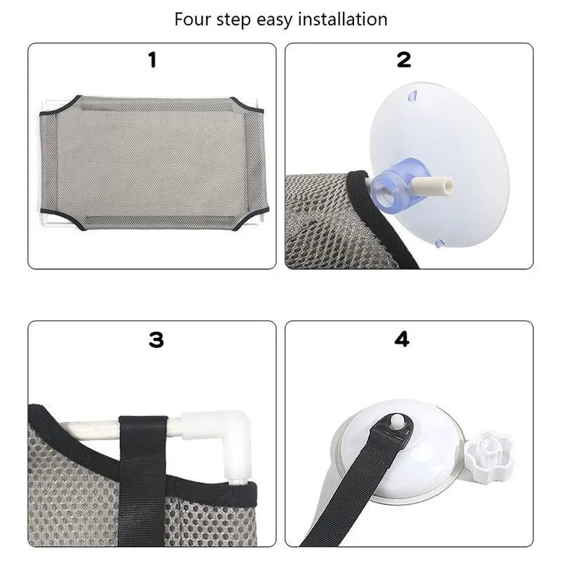 Hamac de fenêtre double pour chat – Lit suspendu avec ventouses solides