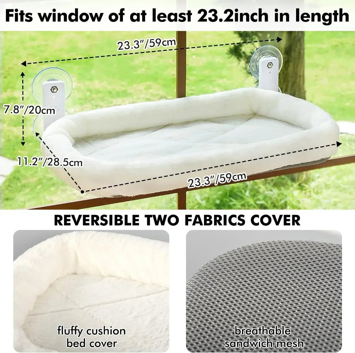 Hamac de fenêtre pour chat – Lit pliable avec housse réversible