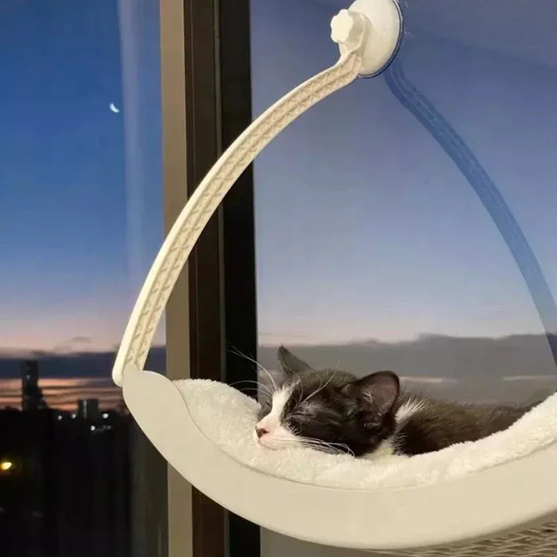 Hamac de fenêtre pour chat – Lit suspendu avec coussin polaire amovible
