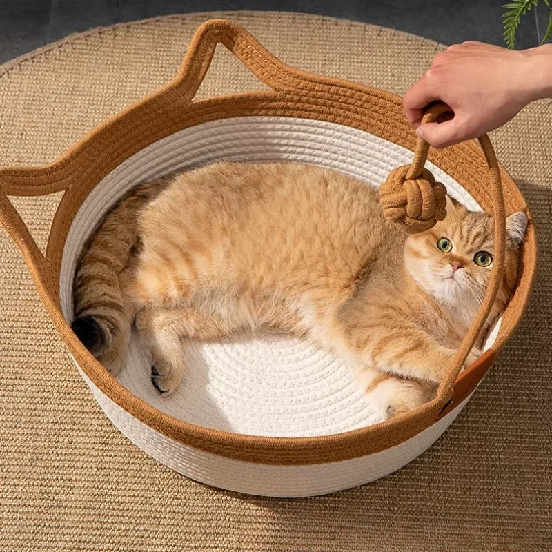 Panier Chat en Osier – Lit Tressé Confort Toutes Saisons