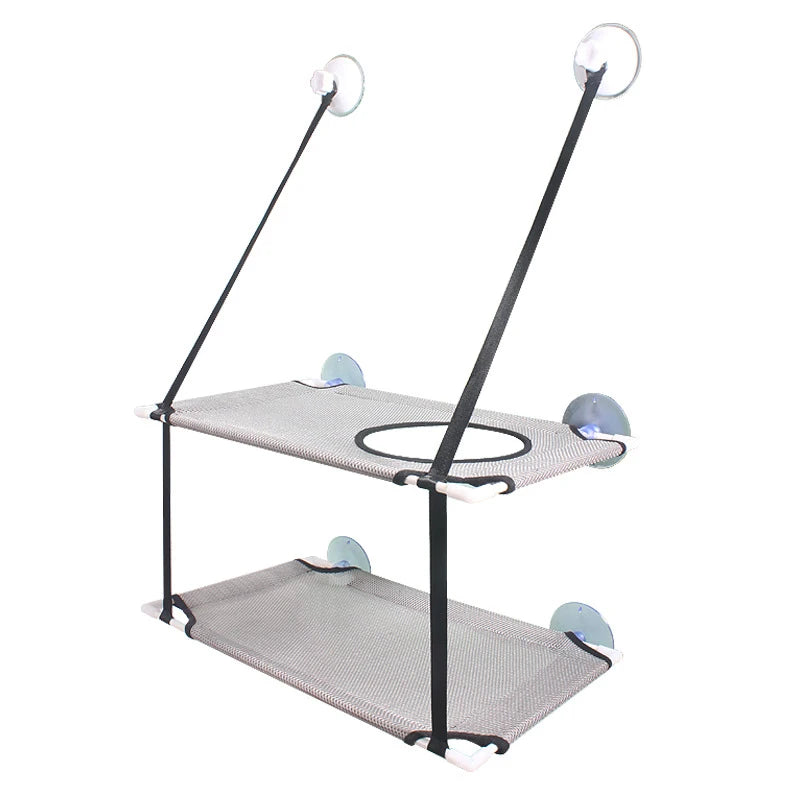 Hamac de fenêtre double pour chat – Lit suspendu avec ventouses solides