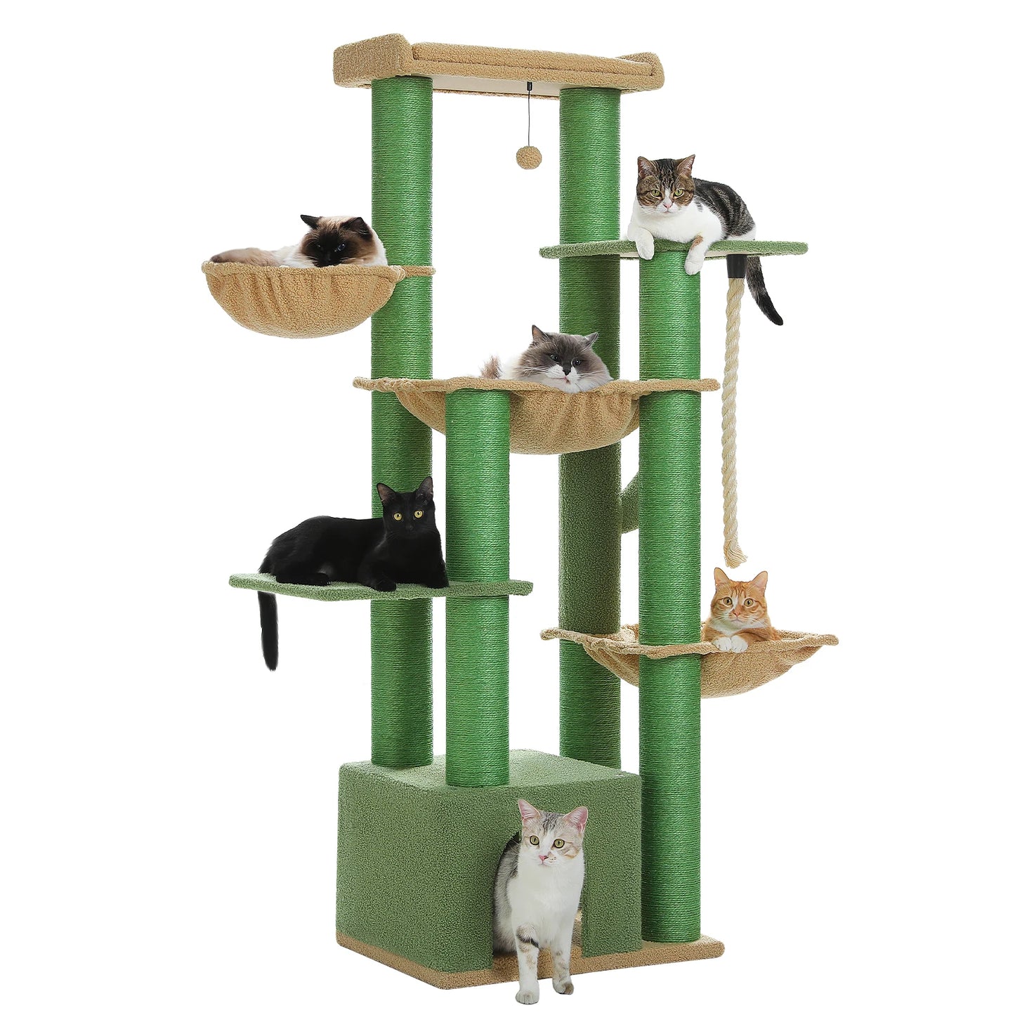 Arbre à chat XXL robuste pour grands chats – Tour avec maison, hamac, griffoirs en sisal et perchoirs multiples