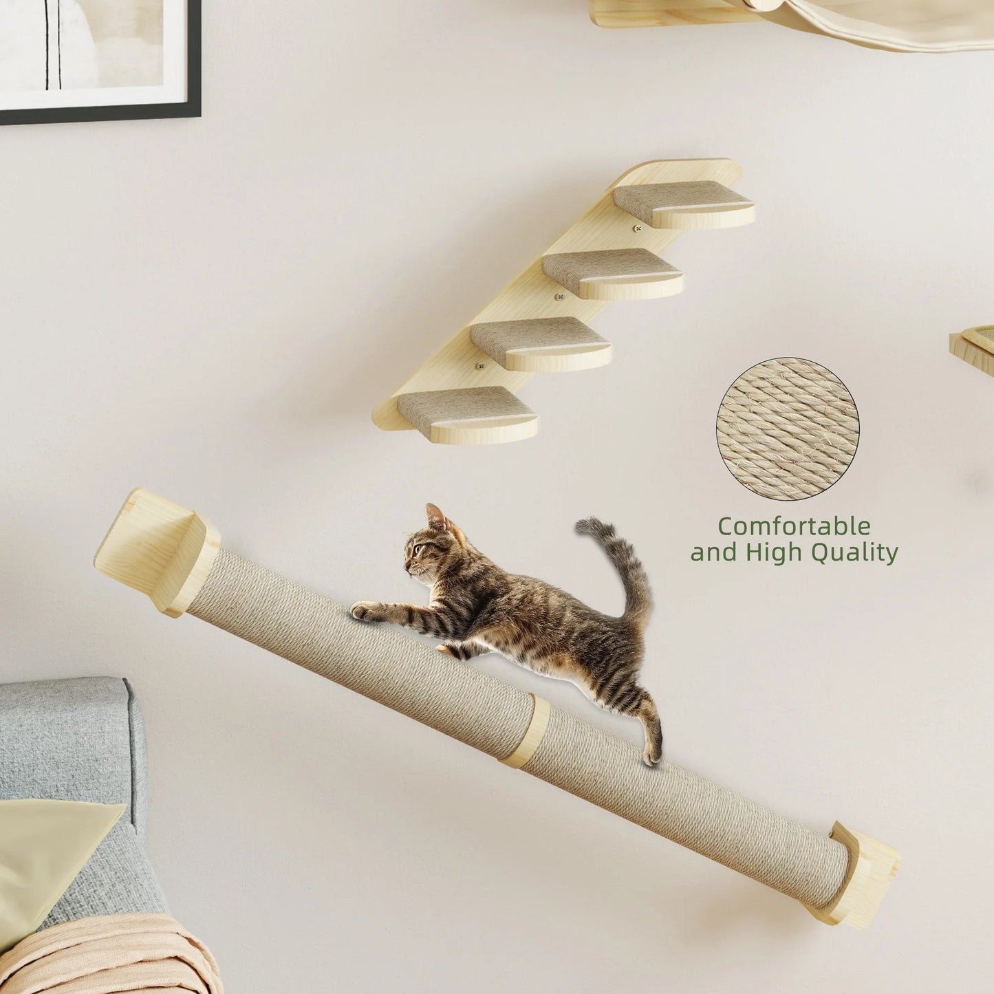 Griffoirs Mural Balconera Bois – Mur d’Escalade 7 Éléments Chat