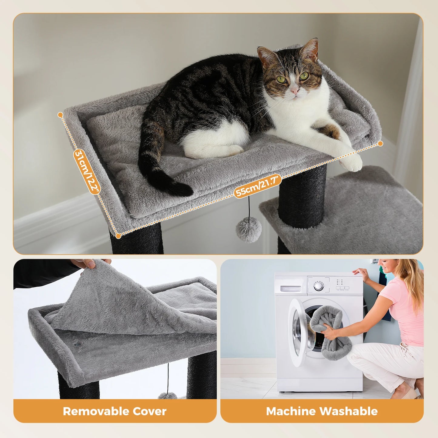 Arbre à chat XXL robuste pour grands chats – Tour avec maison, hamac, griffoirs en sisal et perchoirs multiples